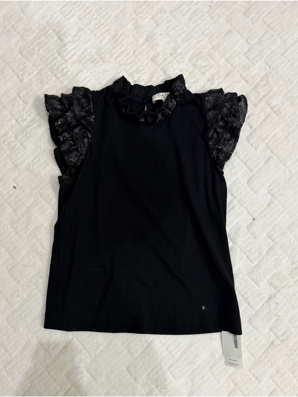 Sea New York Black Lace Flutter Sleeve Camisole